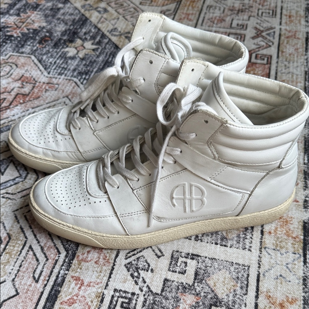 Anine Bing White Leather Sneakers